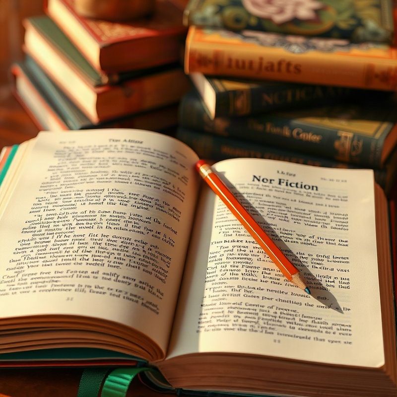 Libro de no ficción abierto con anotaciones al margen y un lápiz sobre la página